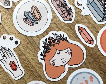 Witchy Crystal Sticker Pack: Positive Planner Stickers