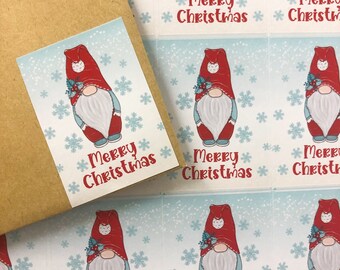 Pegatinas de gnomo navideño, hoja de pegatinas brillantes, embalaje navideño, etiquetas para sobres, papelería festiva, bonito paquete de pegatinas, Navidad