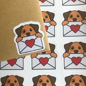 35 autocollants chien mignon, courrier pour chiots, feuille d'autocollants, autocollants d'emballage, enveloppe, colis, correspondant, journal, autocollants de scrapbooking, courrier heureux