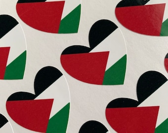Pegatinas brillantes con forma de corazón de Palestina, hoja de pegatinas, 24 pegatinas por hoja, pegatinas para pedidos, pegatinas para pequeñas empresas, solidaridad con Palestina