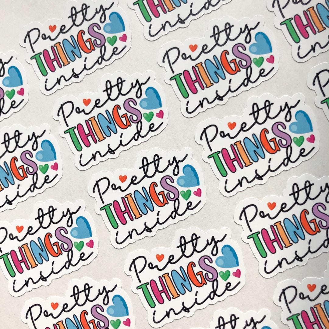 Inbox Labels Pretty Happy Mail Stickers: Pretty Things Inside, Glossy Packaging Labels - Etsy
