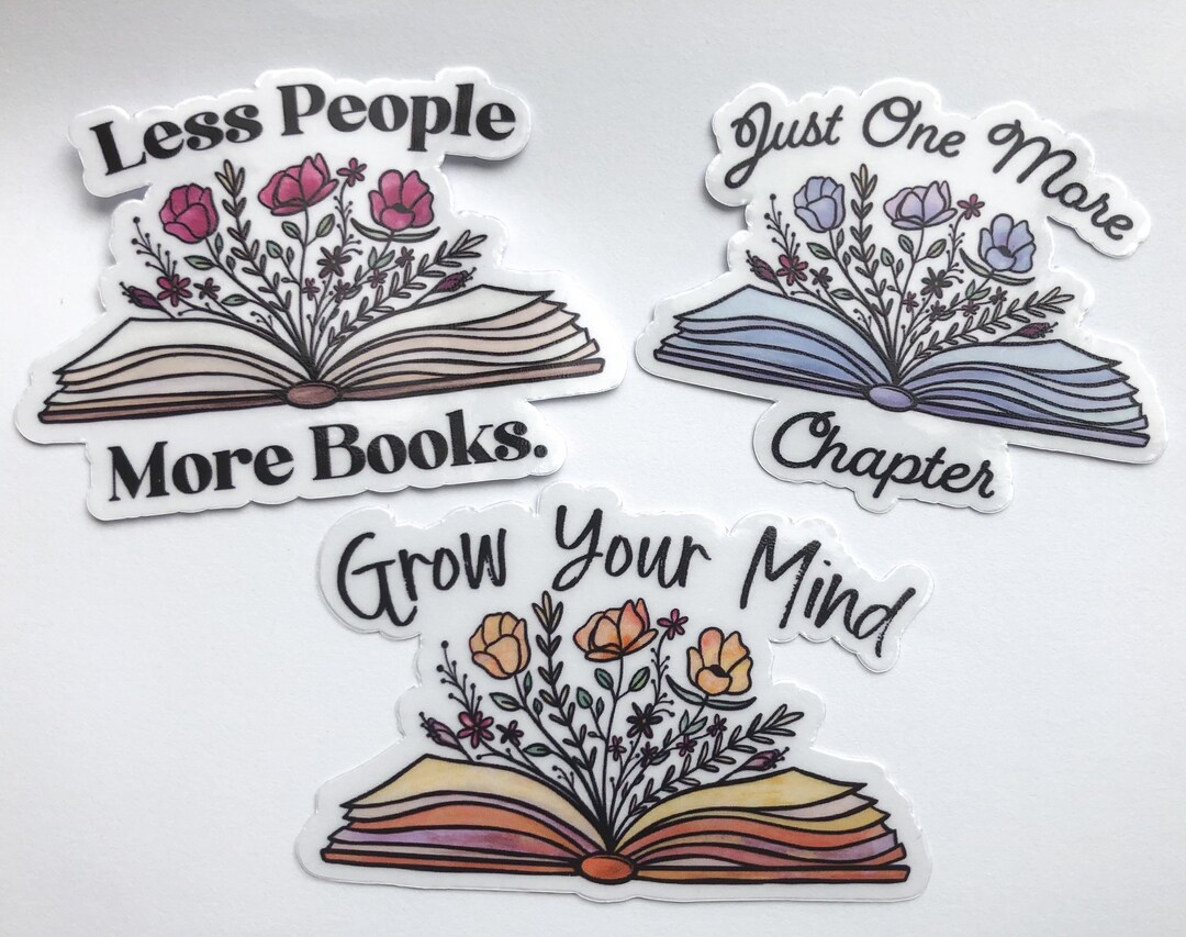 Book Lover Clear Vinyl Sticker: Floral Bookworm Stickers - Etsy