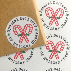 35 autocollants festifs en canne de bonbon, autocollants de courrier de Noël, étiquettes d'autocollants de courrier joyeux, feuille d'autocollants de Noël, emballage de Noël