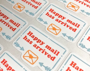 28 pegatinas para embalaje de Happy Mail, embalajes bonitos, etiquetas Happy Post, pegatinas para sobres de pequeñas empresas, pegatinas para regalos, SmallBiz