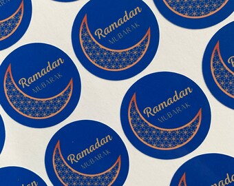 Ramadan Mubarak Stickers, Glossy Round Stickers, Eid Sticker Sheet, Packaging Labels