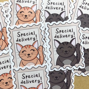 Livraison spéciale Stickers chats, Emballage professionnel brillant, Stickers pour petites entreprises, Étiquettes cadeaux, Papeterie chaton, Enveloppe, Colis