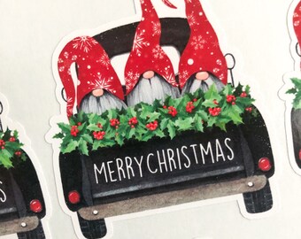 Pegatinas brillantes de Feliz Navidad para camión de gnomos de Red Gonks, etiquetas de embalaje, etiquetas de correo feliz, pegatinas navideñas, etiquetas de regalo