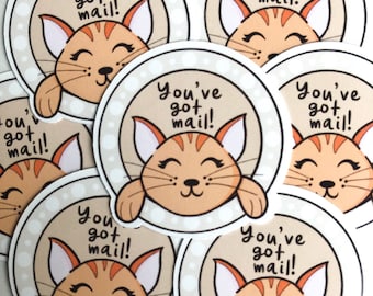 Pegatinas de gato jengibre: sellos para embalaje de Happy Mail (24 unidades)