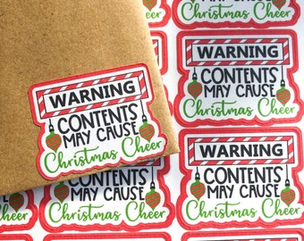 21 etiquetas adhesivas de advertencia navideñas, pegatinas de correo feliz, etiquetas para correo navideño, hoja de pegatinas festivas, papelería navideña, Navidad en el Reino Unido