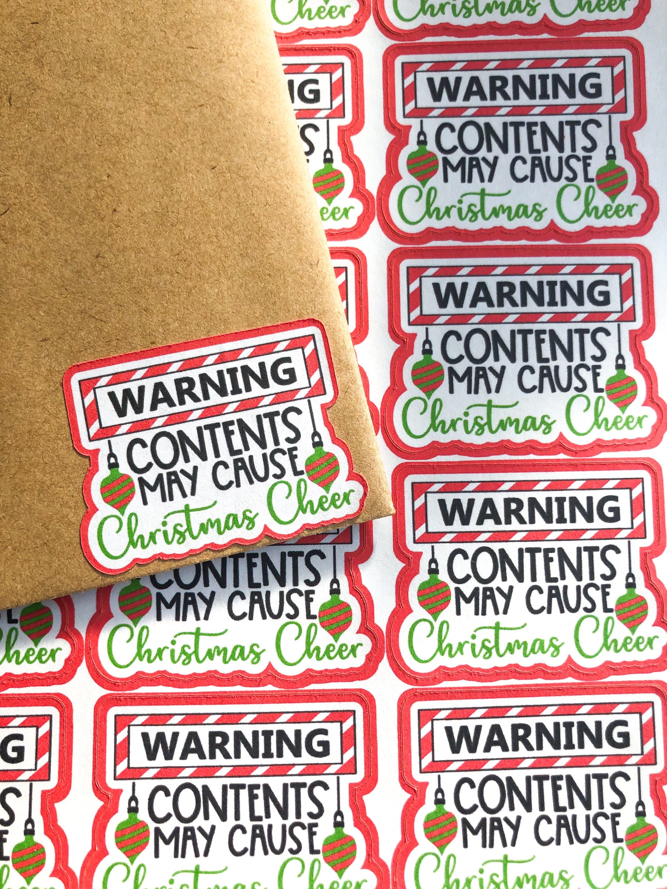 21 Warning Christmas Cheer Sticker Labels, Happy Post Stickers, Xmas Mail Labels, Festive Sticker Sheet, Christmas Stationary, Christmas Uk
