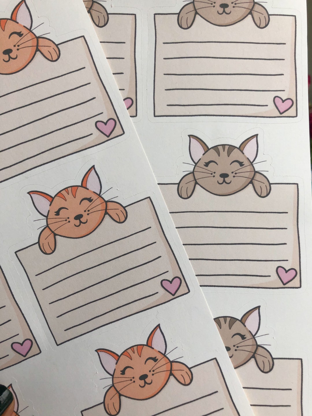 Pets Rectangular Note Sticker Cat Stationary Stickers, Cute Note Labels, Matte Sticker Sheet, Journal ...