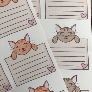 Stickers Papeterie Chat, Adorables Étiquettes Pour Mots, Feuille D'Autocollants Mat, Journal, Correspondant, Autocollants Pour Journal intime, Étiquettes En Papier Pour Adresse, Notes Autocollantes