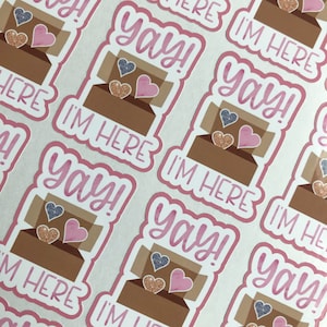 Autocollants roses mignons pour emballage, Feuille d'autocollants pour les commandes des petites entreprises, Étiquettes Happy Mail, Happy Post, Joli emballage, Joints pour enveloppes, Étiquette Yay