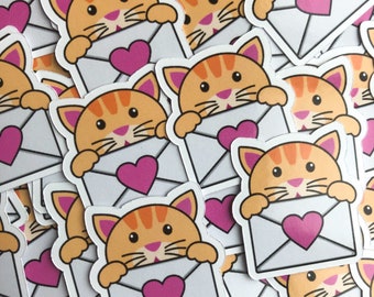48 Cat Letter Stickers, Die Cut Gloss Stickers, Cute Cat Stationary, Supplies For Small Businesses, Pet Stationary, Cute Labels, Envelope