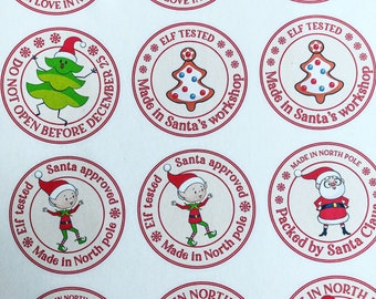 Hoja de pegatinas navideñas, pegatinas de entrega al Polo Norte, pegatinas redondas mate de 5 cm, etiquetas adhesivas para el taller de Papá Noel, pegatinas de papelería, Navidad
