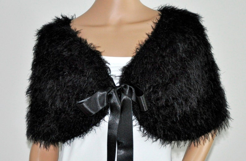 Faux Fur Cover up Black Capelet Shawl Velvet Wrap Bridal Satin Etsy