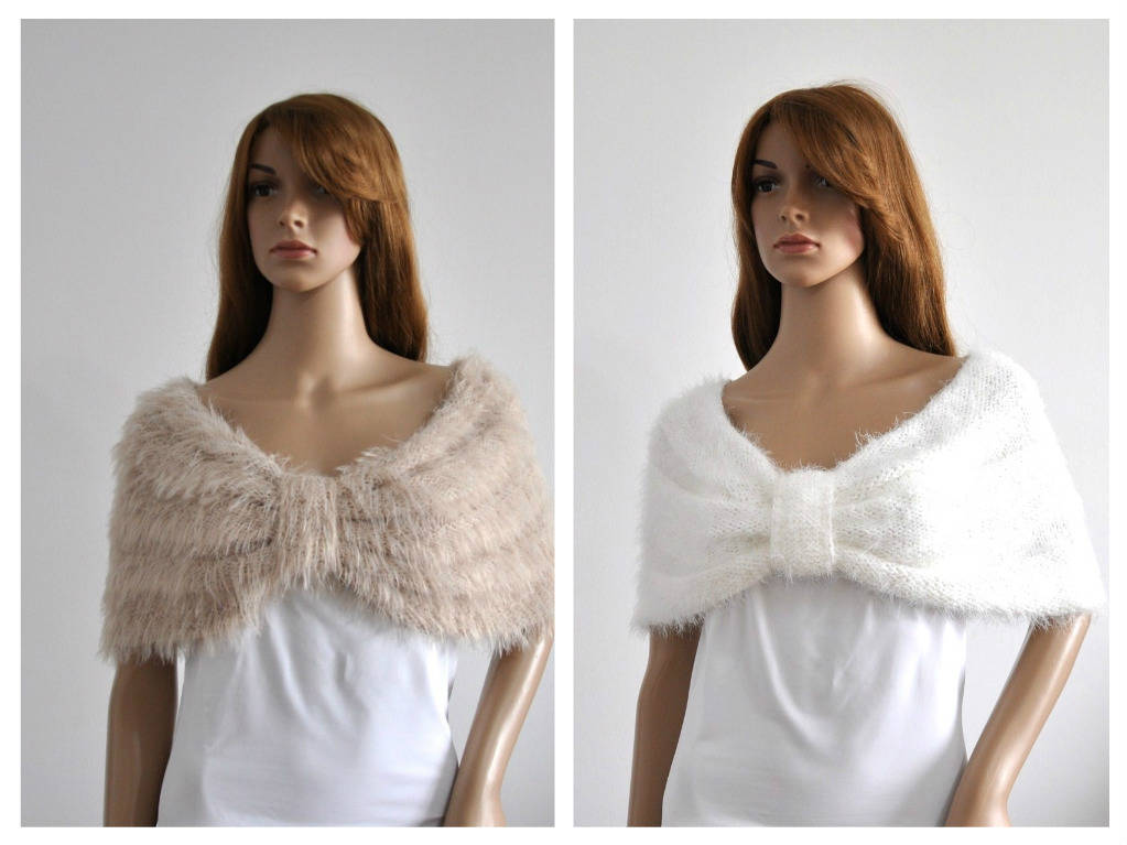 Bridal White Capelet Wrap Beige Wedding Bridesmaid Shawl Cape Etsy