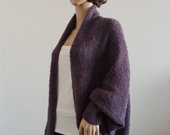 Cozy Batwing cardigan Violet Jacket Coat  Handmade  Knit loose clothes wrap Boho Cocoon coat jacket knit cardigan