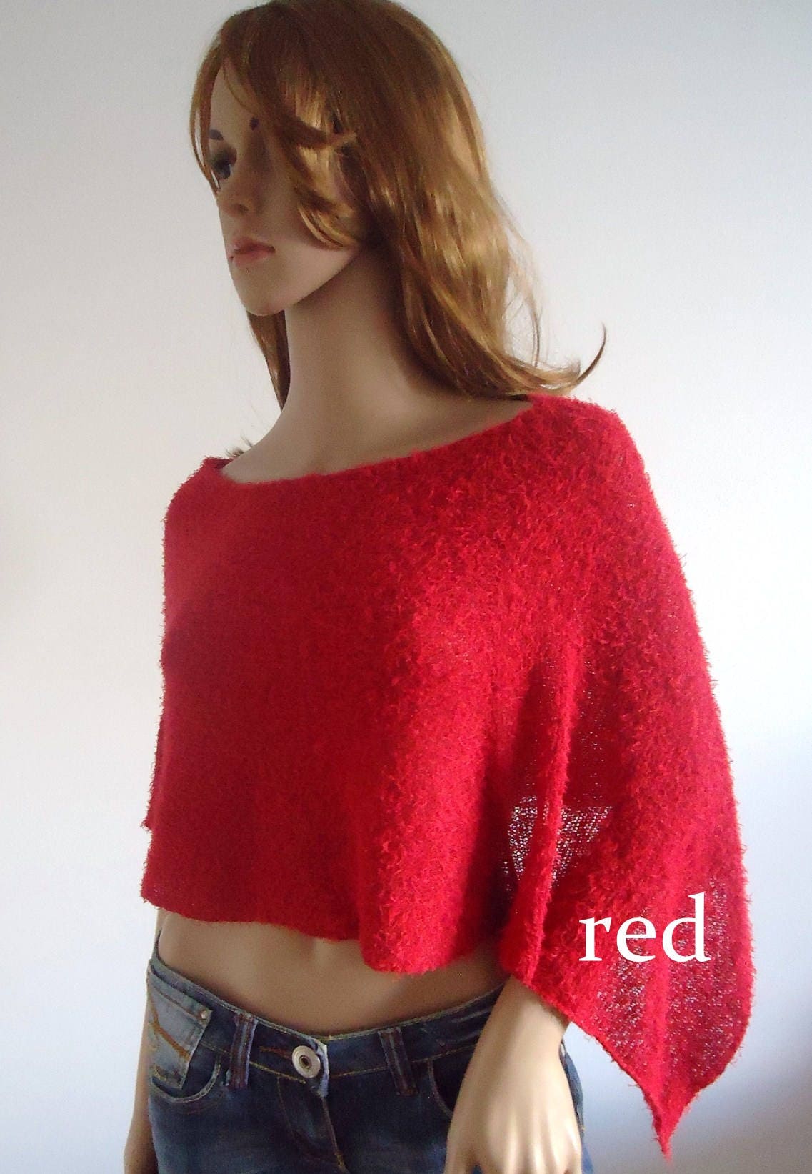 Short Poncho Boho Beach White Black Blue Beige Brown Red Etsy