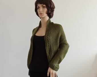 Olive Wrap Green Bolero Shrug Cover Up Jacket