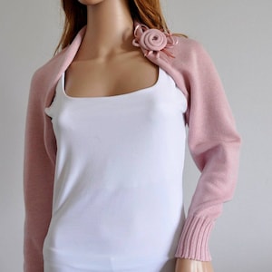Dusty pink Bridal Wedding Cover Up Bolero Shrug Special Occasion brooch Scarf Bridesmaid Accessories Handmade Ready to Ship