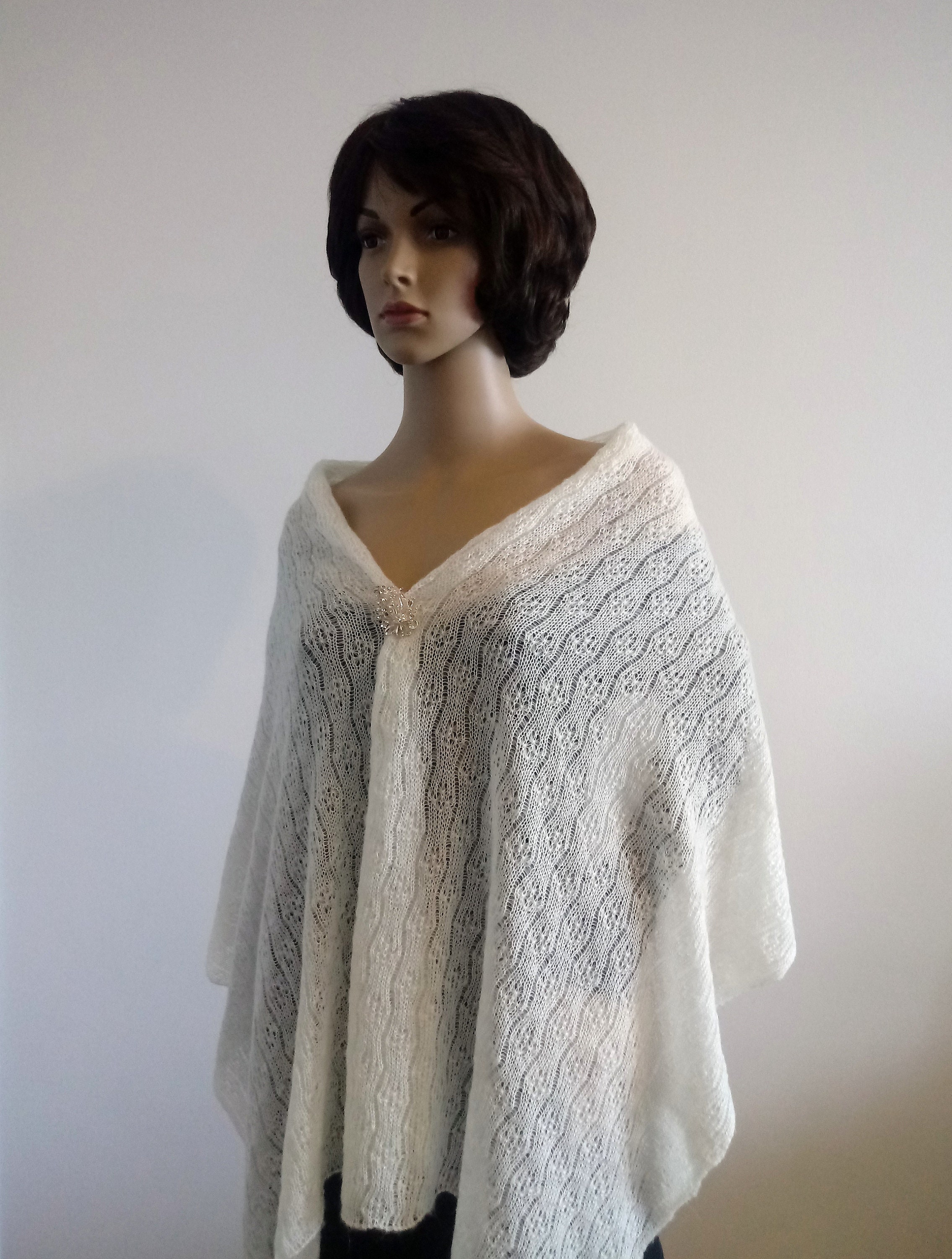 Wedding Scarf Knit Shawl Bridal White Reversible Shawl Wrap Etsy