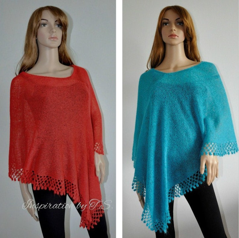 Handmade Women Poncho turquoise poncho Mohair yarn Poncho sweater Ready to Ship Hand knitted poncho Knit poncho Knitted jumper