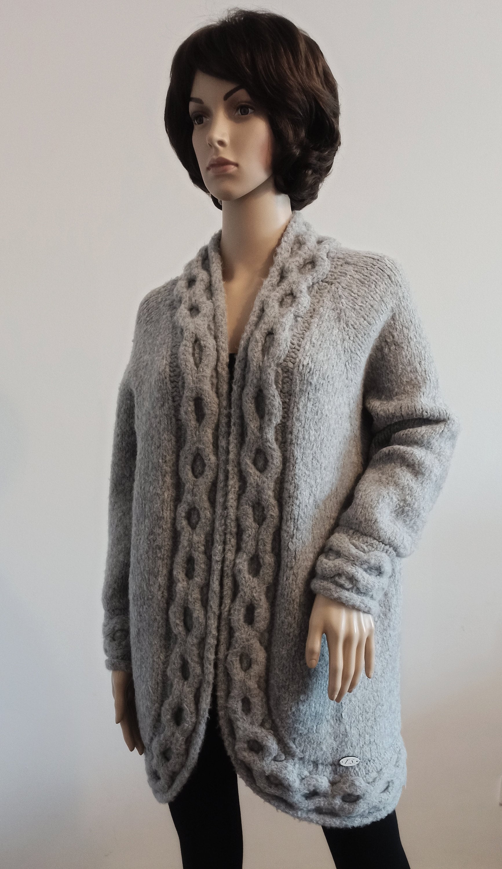 Woolen Cardigan Solid Color Long Overcoat