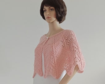 Wedding Cape pink Bridesmaid Capelet Bridal wrap pale pink Cover up womens knitted clothing Women Poncho