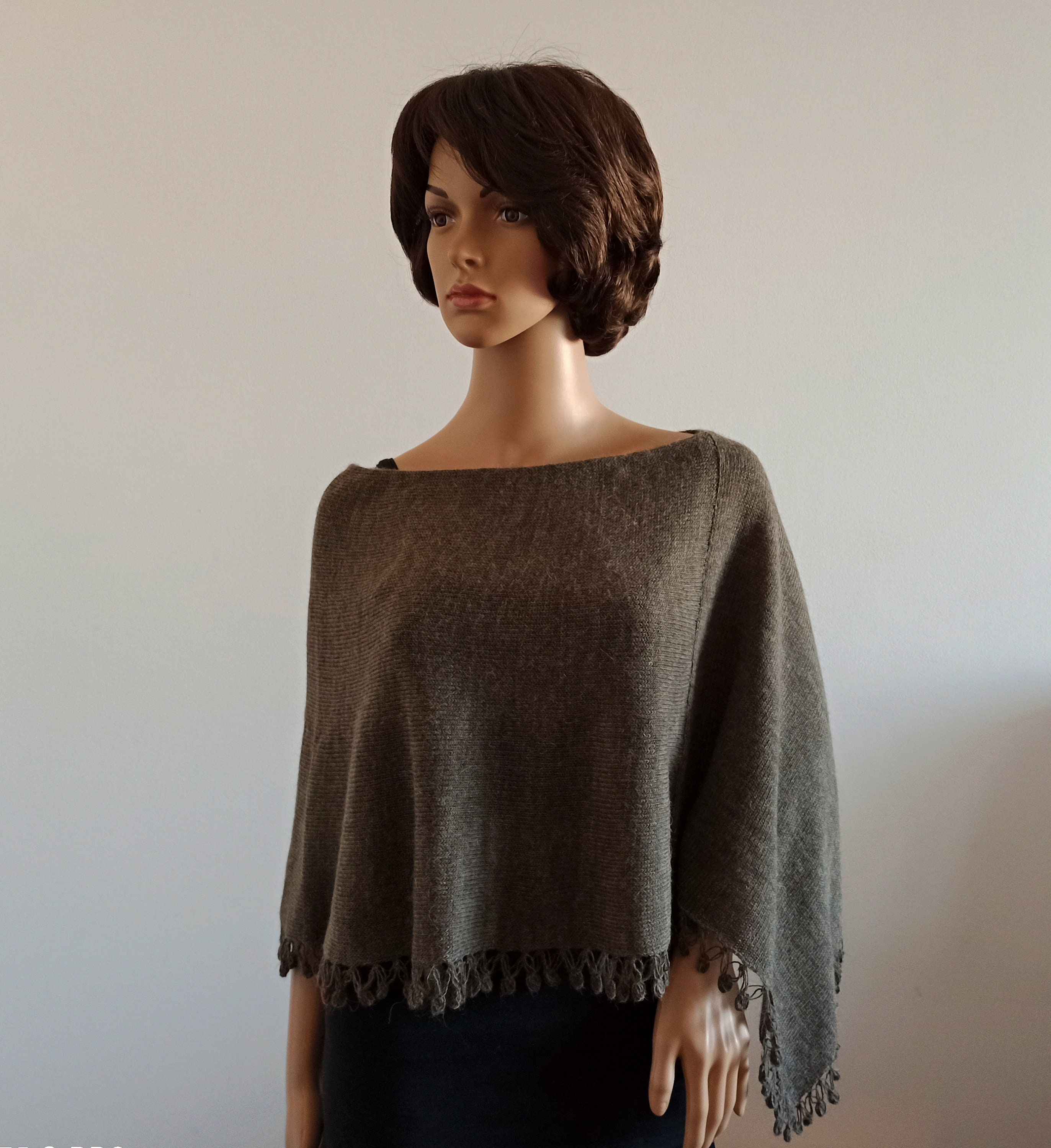 Taupe Beige Poncho Sweater Ready to 