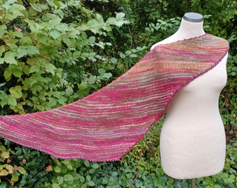 Triangular scarf "Restling", scarf, narrow scarf, pink, red, green, colorful