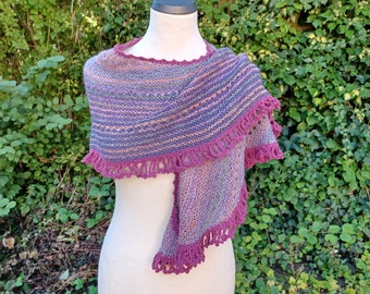 Boomerang scarf, scarf, shawl, gradient, lavender, fuchsia, green