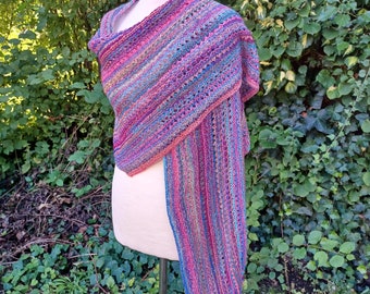 Farbrauschschal "Parallelogramm", Stola, Wrap, pink, blau, türkis, bunt