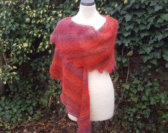 Stole "Inclined Mohair", red, brown, gift for women