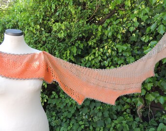 Gradient fan scarf, orange, beige, scarf, cotton