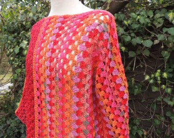 Crochet sweater, shirt, boho, crochet, red, orange, size 38