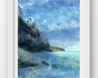 OUTLOOK SEA, Rain Painting, limited edition print, Oregon Coast, PNW, coastal art