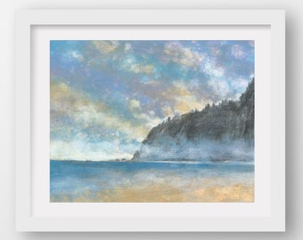 MANZANITA MIST Rain Painting, limited edition print, Oregon Coast art, PNW