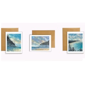 NEAHKAHNIE COAST - Set of 3 Blank Notecards, Oregon coast cards, Manzanita, Nehalem Bay, made with rain