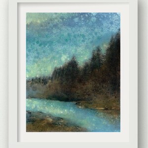 RIVERSIDE, Forest Rain Painting, limited edition giclee print, PNW, Oregon art