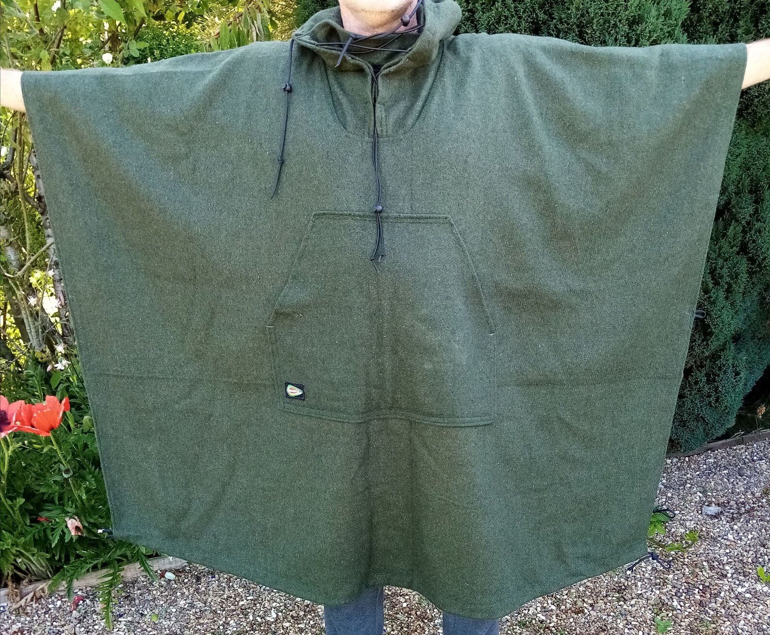 Handmade Wool Bushcraft Hooded Poncho Olive Green Etsy