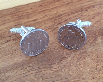 Isle of Man 5p Coin Tower of Refuge Cufflinks