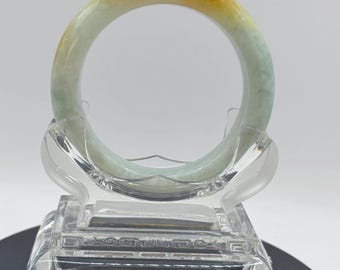 Natürlicher seltener gelb grüner Armreif aus Jadeit 57.4 mm, bringt guten materiellen Reichtum und Schutz