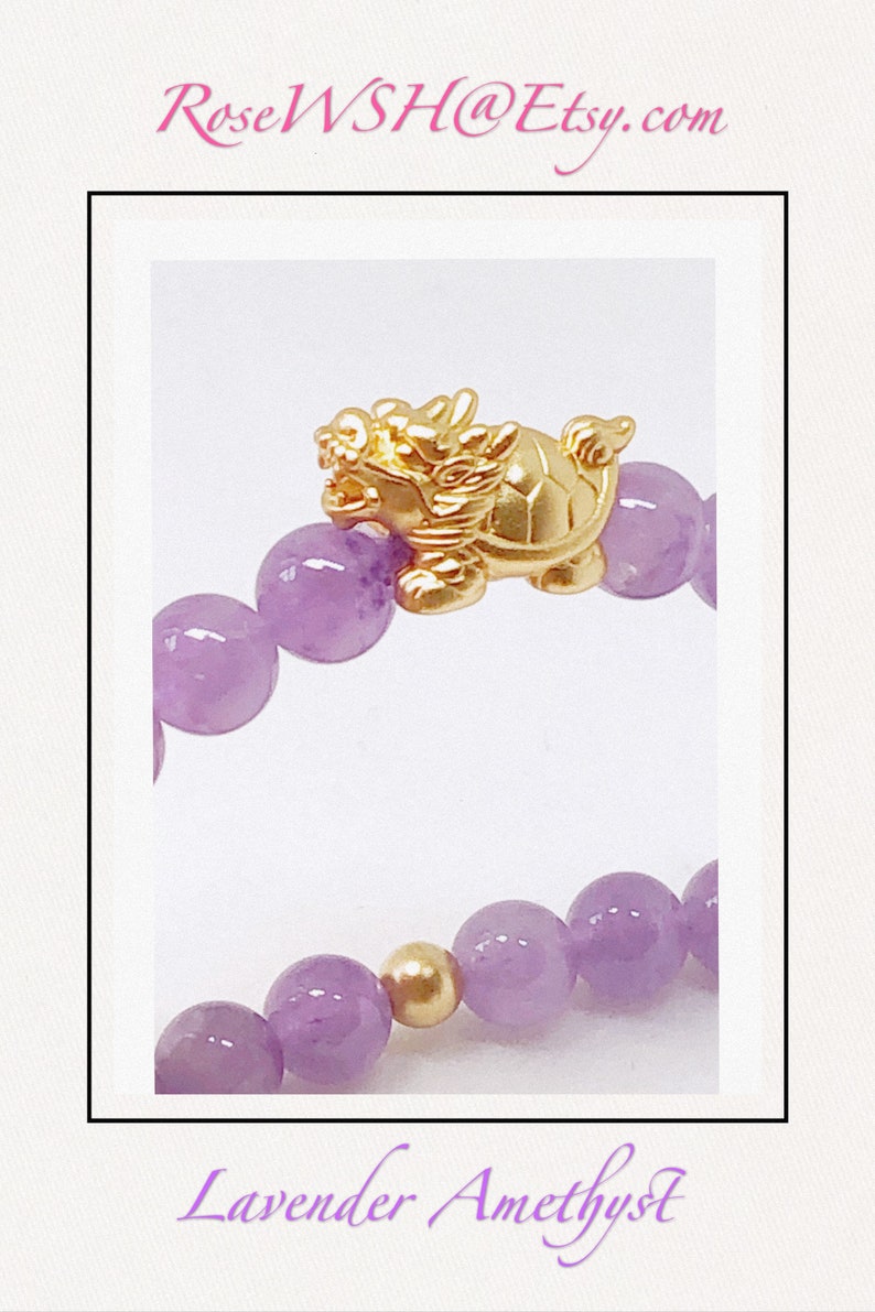 Dragon Tortoise Centrepiece with Lavender Purple Amethyst and 14k matte gold spacers Promotes healing and good naturedness
