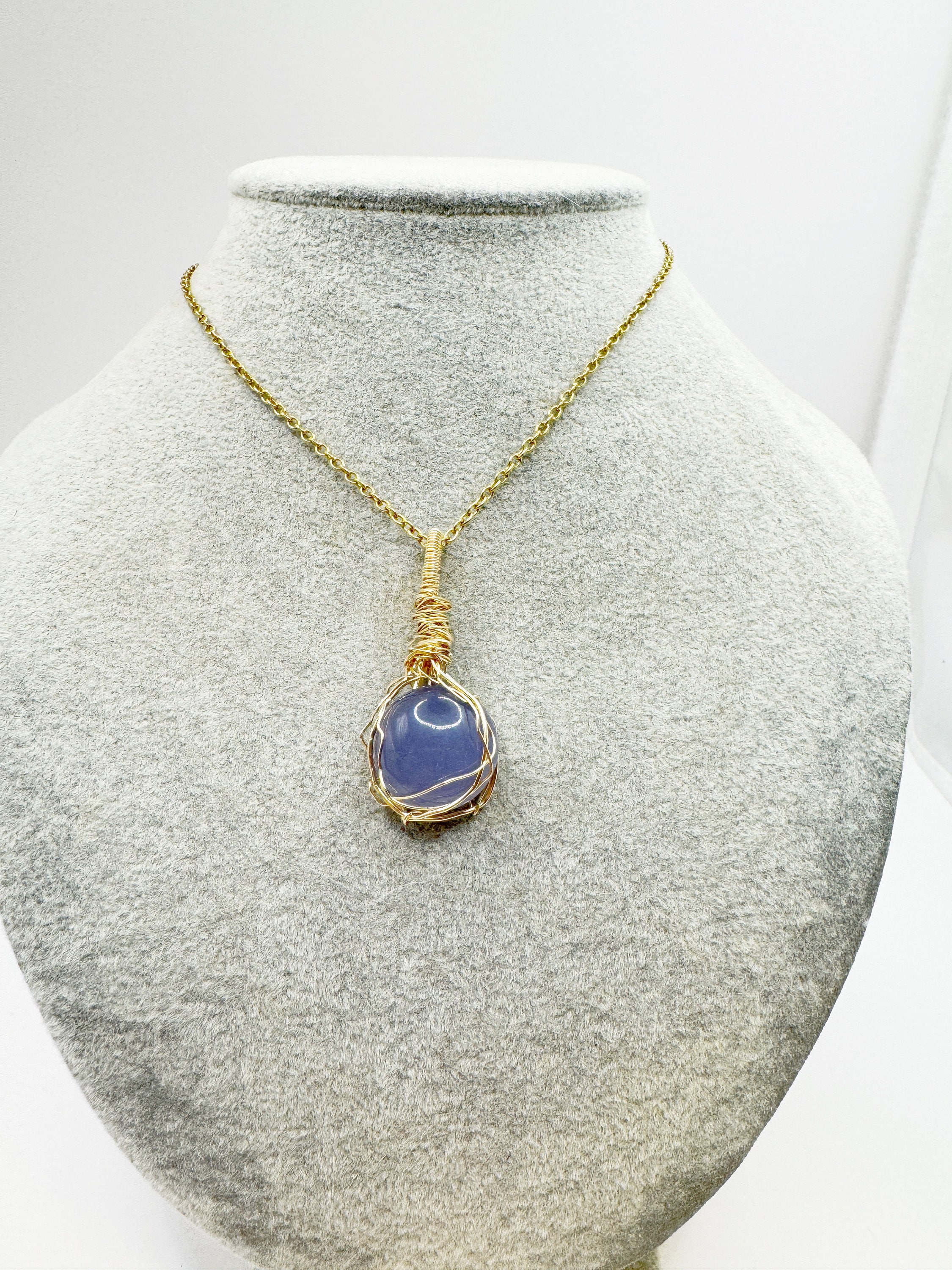 Cabacon High Gem Quality Chalcedony of 23 carats hand wirewrapped in 14k gold filled wires