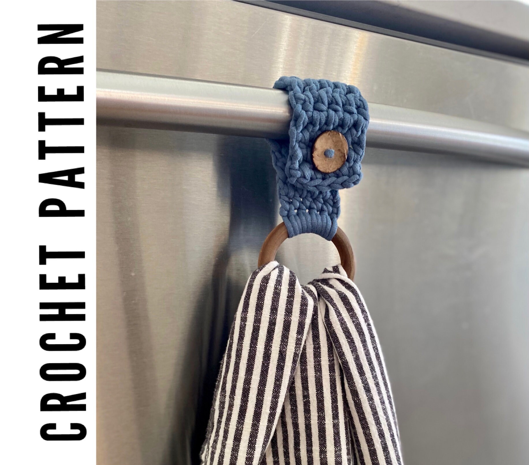 Modern Day Towel Ring  CROCHET PATTERN Trendy Kitchen Towel Topper