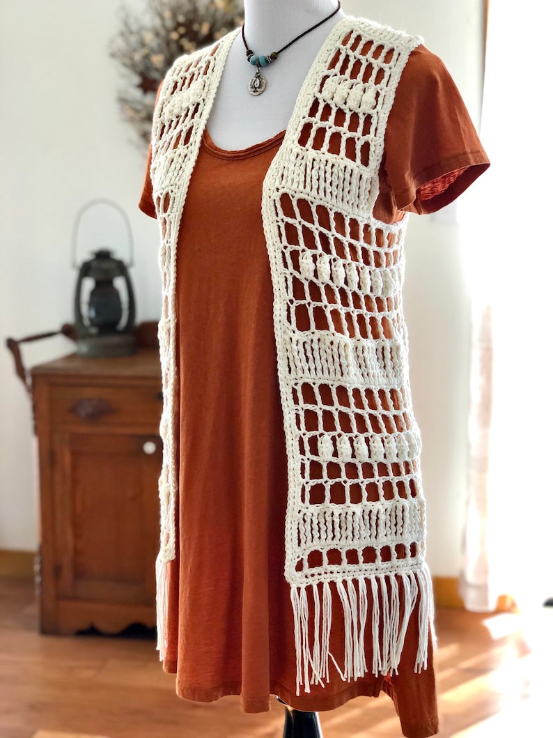 Boho Fringe Vest CROCHET PATTERN in 5 sizes indie gypsy boho | Etsy