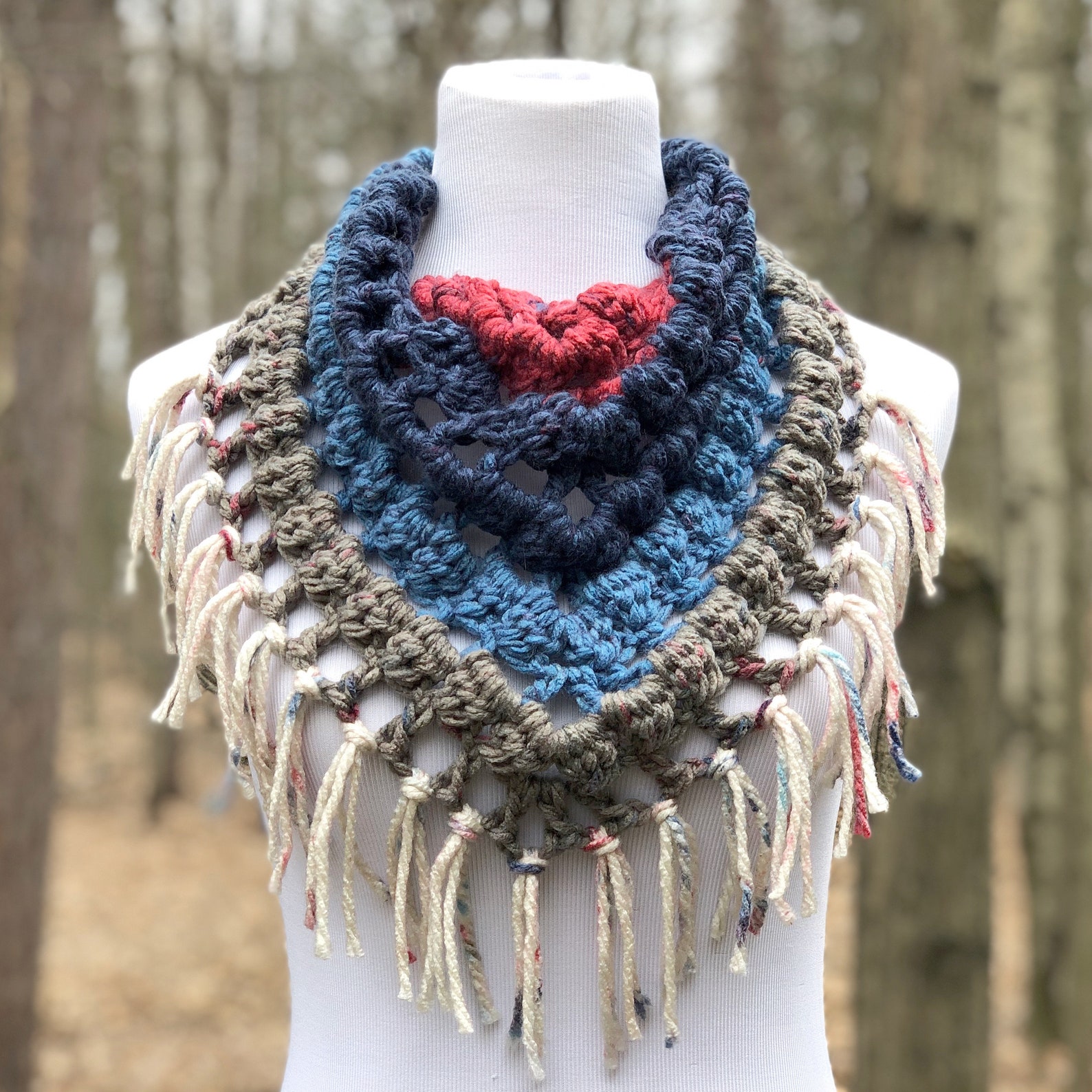 Boho Fringe Triangle Cowl CROCHET PATTERN indie gypsy hippie Etsy