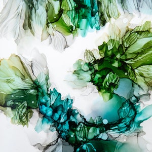 Green, Teal, Turquoise Abstract Alcohol Ink Painting, Modern Art, Abstract Art, Contemporary Art