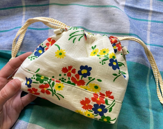 Mini Bucket Bag Purse, Retro Florals